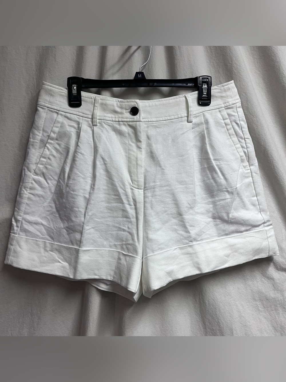 J Crew Shorts Women SZ 10 Line Blend Cuffed White Color High Rise Lined Pockets